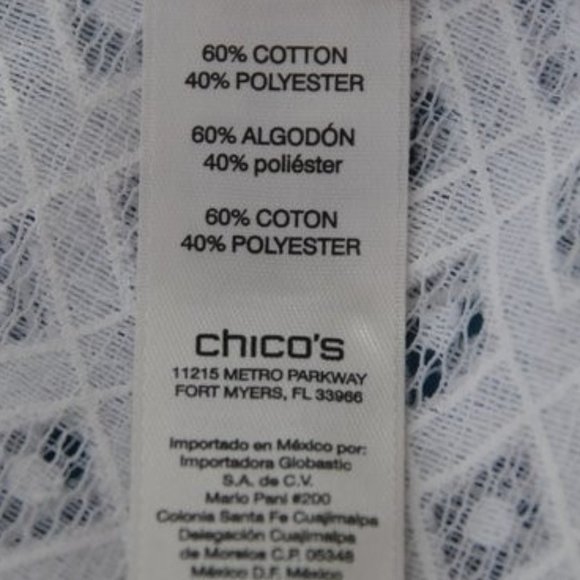 Chicos White Lace Tunic Top Size 2 L Cotton Blend Length 29" Excellent Condition - Picture 8 of 10